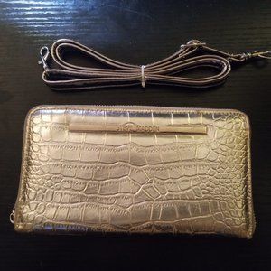Steve Madden Silver alligator alley zip closure wallet